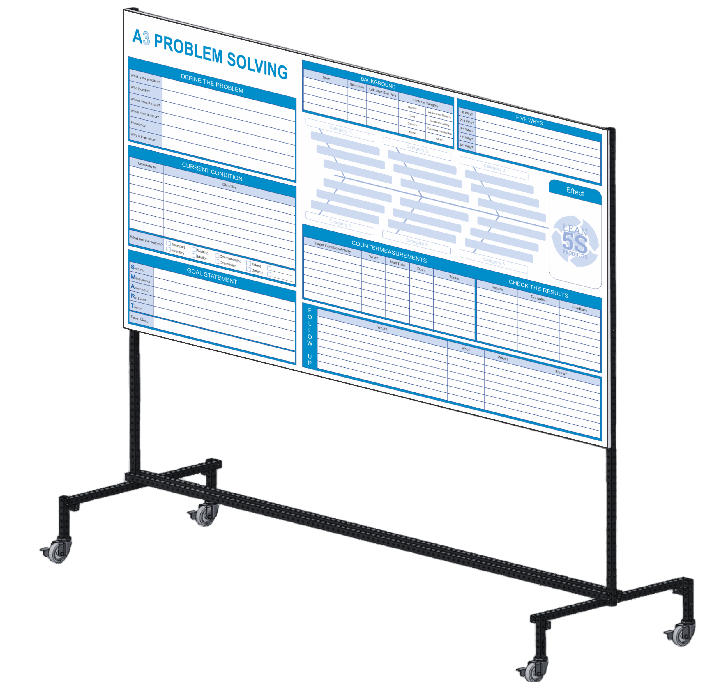 48" Wide Mobile Cart for Dry Erase A3 Board